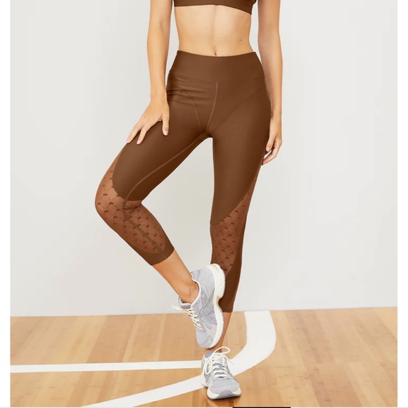 Alo Yoga Airlift Mesh High Waist Cinnamon Brown Celeste Capri Leggings Pants M